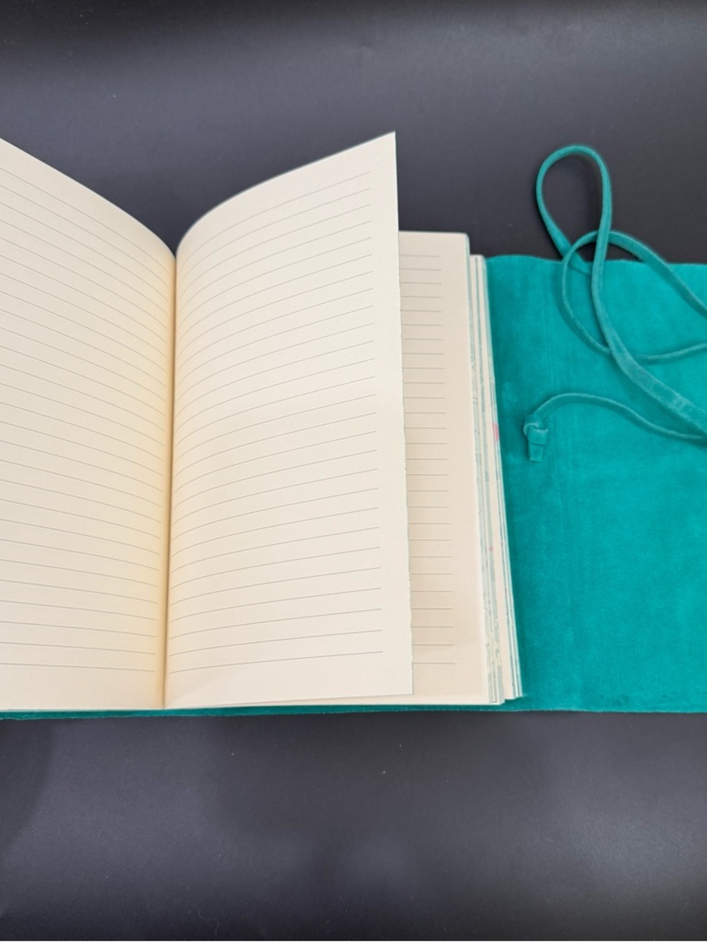 PAPYRUS Luxurious Italian Teal Green Suede Leather Journal Diary Notebook - Picture 12 of 16